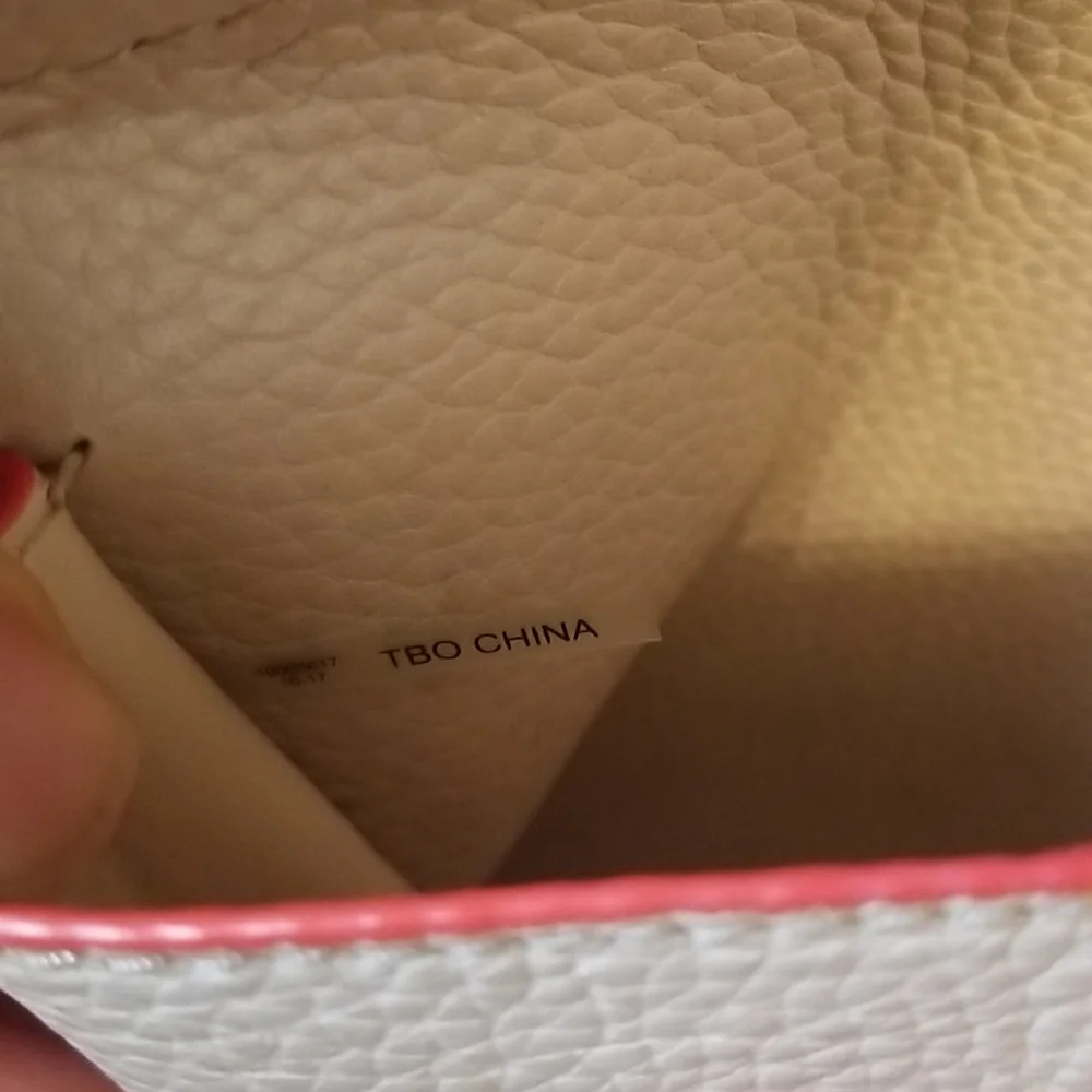 Tory Burch Two-Tone Cream and Coral Leather Tote with Tassel